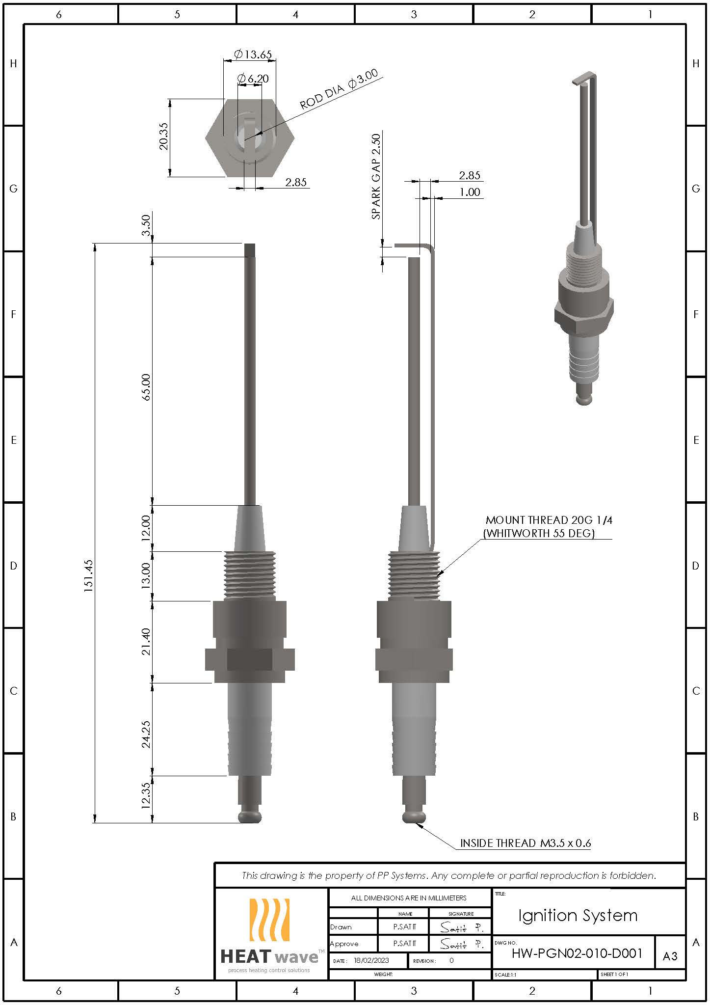 HEATwave Straight Type 3.0mm Igniter for Package Burner l เขี้ยวสปาร์ค ทรงตรง สำหรับจุดสปาร์ค (อย่างเดียว) สำหรับ เครื่องพ่นไฟอุตสาหกรรม