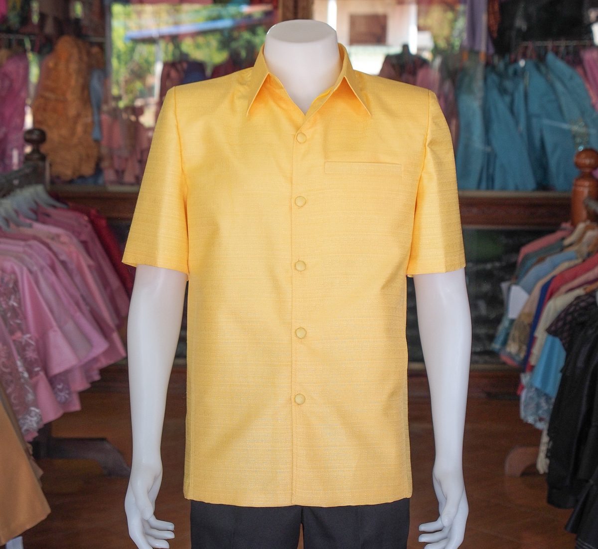 เสื้อผ้าไหมญี่ปุ่น สีเหลือง ไซส์ 3XL