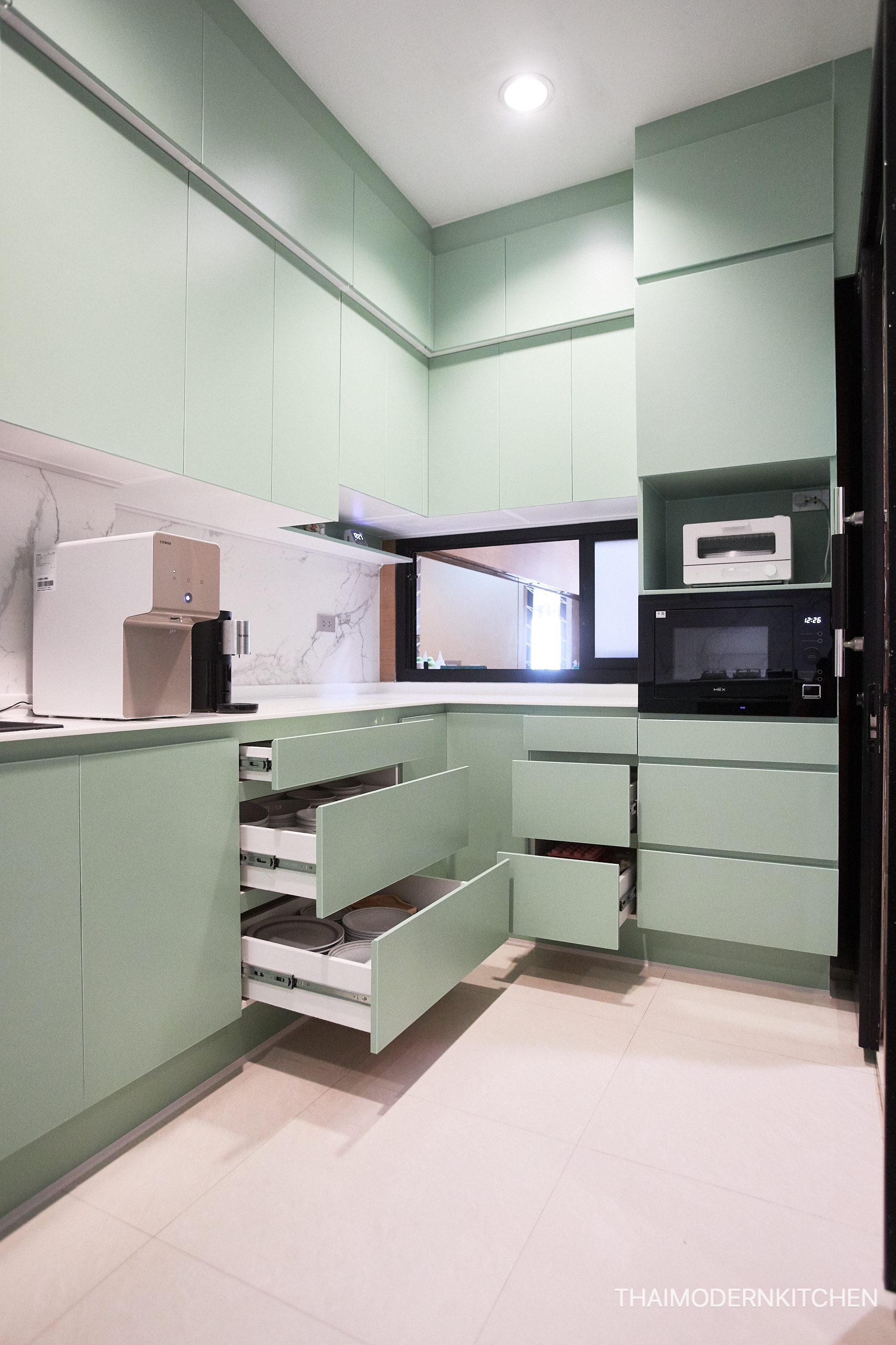 ครัวบิ้วอิน บ้านคุณกิตติศักดิ์ ราคา 140,000 -ทำตู้บน 2 ชั้น