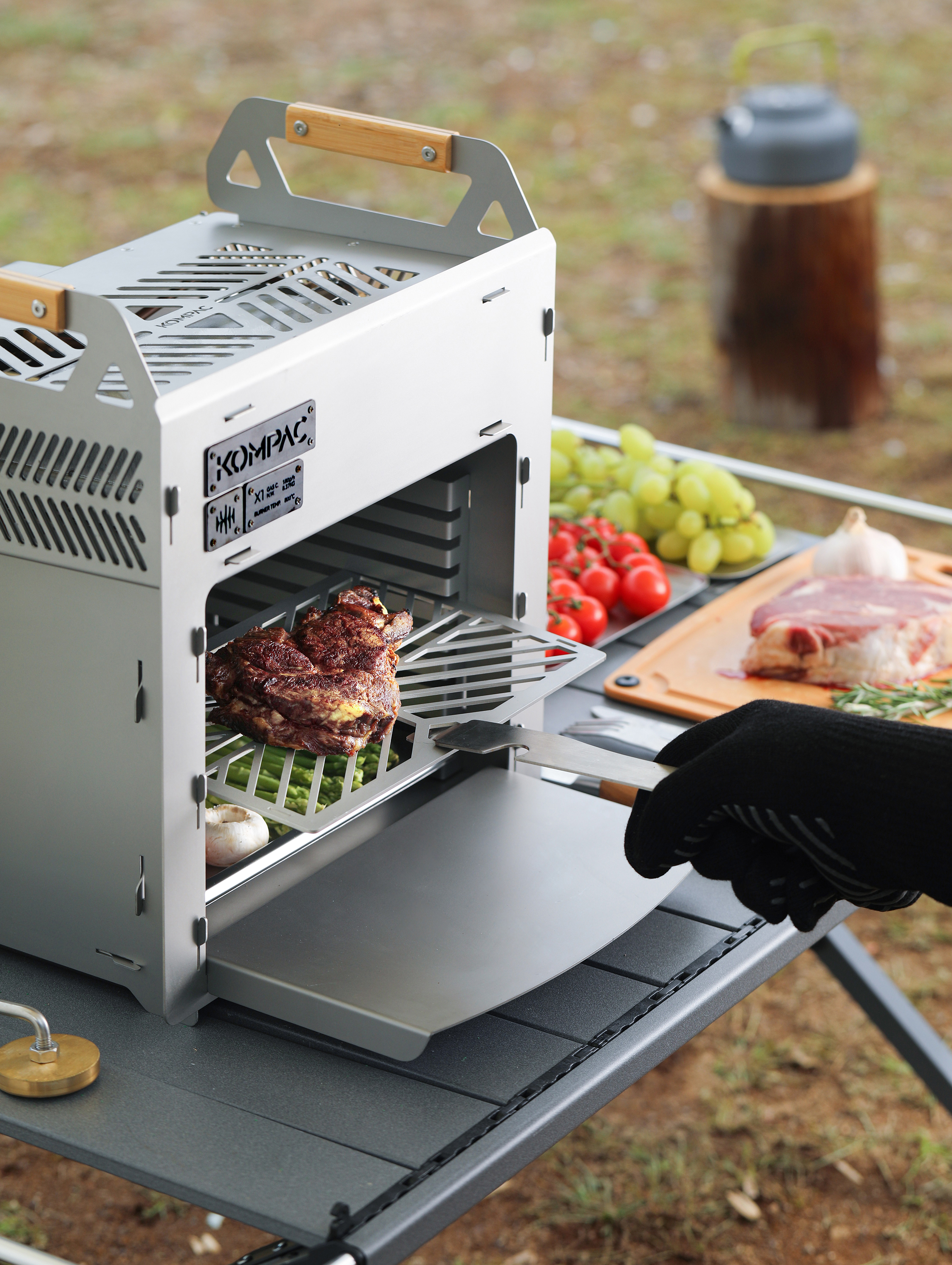 KOMPAC x PYB-2P X1 EXPLORER SERIES Detachable Gas Stesk Grill l เตาย่างแก๊สอินฟาเรด แสตนเลนพรีเมี่ยม สำหรับแคมป์ปิ้ง