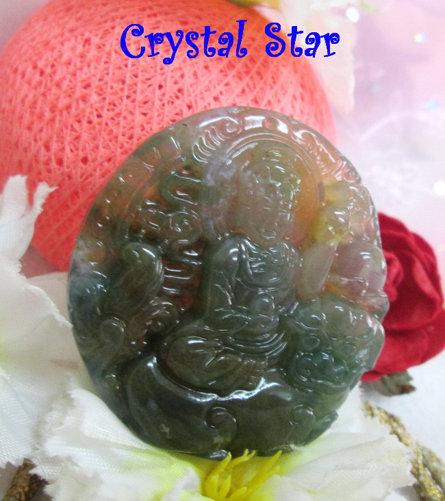 จี้อาเกตแกะสลักรูปเจ้าแม่กวนอิม