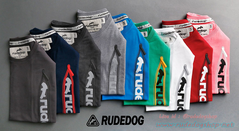 เสื้อยืดผู้หญิงคอกรมแขนสั้น rudedog รุ่น Zipper (ซิปเปอร์) สีน้ำเงิน