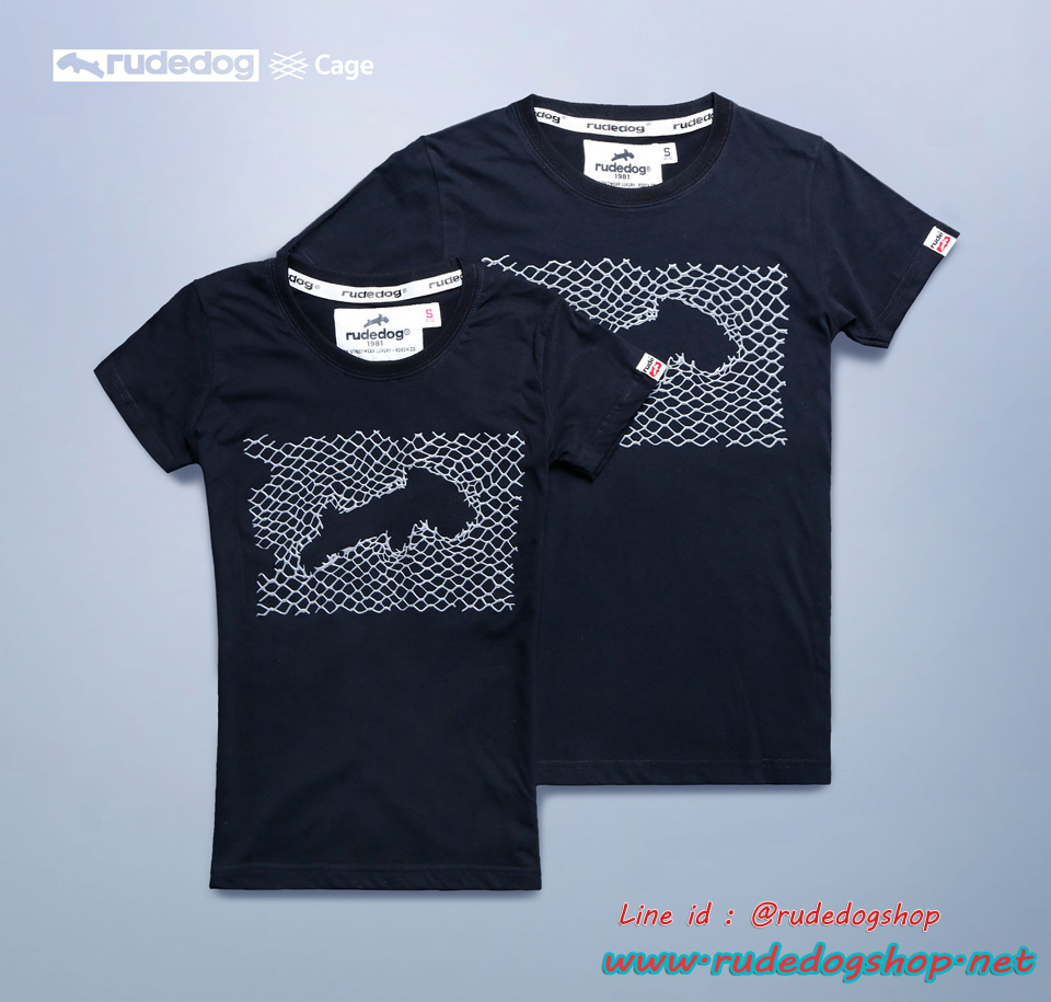 เสื้อยืดผู้หญิงคอกรมแขนสั้น rudedog รุ่น Cage "เคช" สีดำ