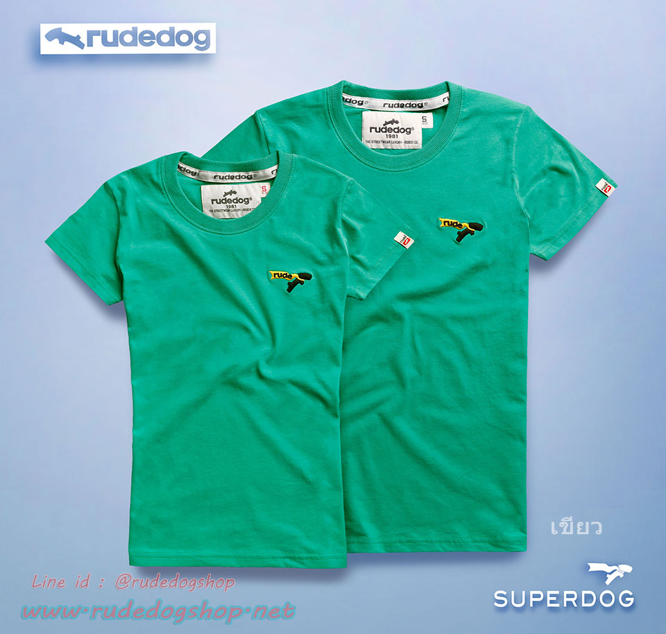 เสื้อยืดผู้หญิงคอกรมแขนสั้น rudedog รุ่น Mini Super (มินิซุปเปอร์) สีเขียว
