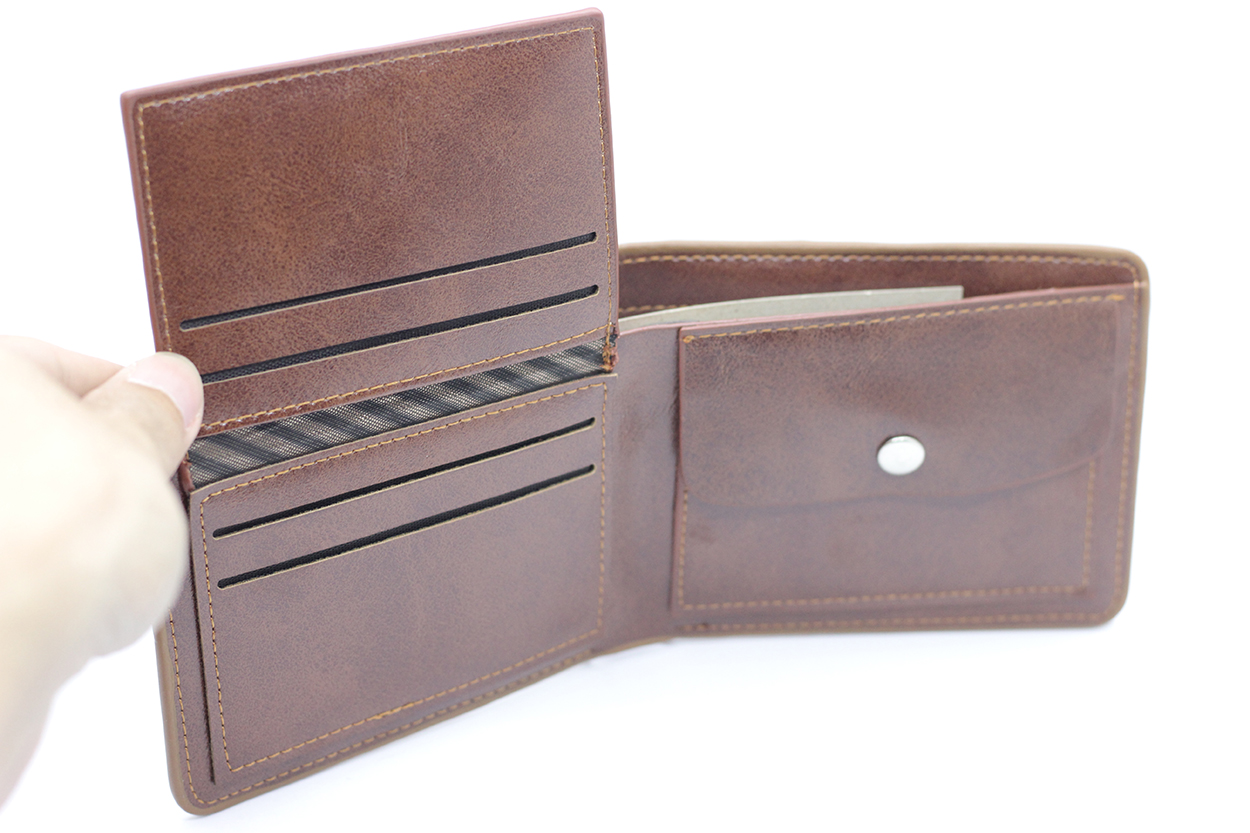 กระเป๋าสตางค์ผู้ชาย MS-229 [สีน้ำตาล มีซิป]