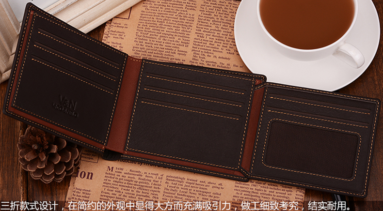 กระเป๋าสตางค์หนังแท้ Vico&Nelo 004 [สีน้ำตาลเข้ม]