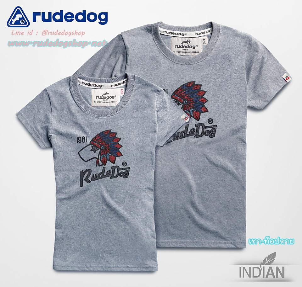 เสื้อยืดแขนสั้นผู้หญิง rudedog รุ่น Indian (อินเดียน) สีเทา-ท็อปดาย