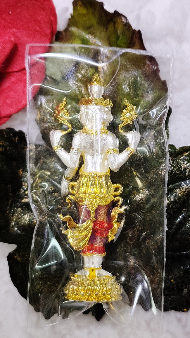 พระตรีมูรติ เนื้อสัมฤทธิ์ชุบเงินลงยาราชาวดี