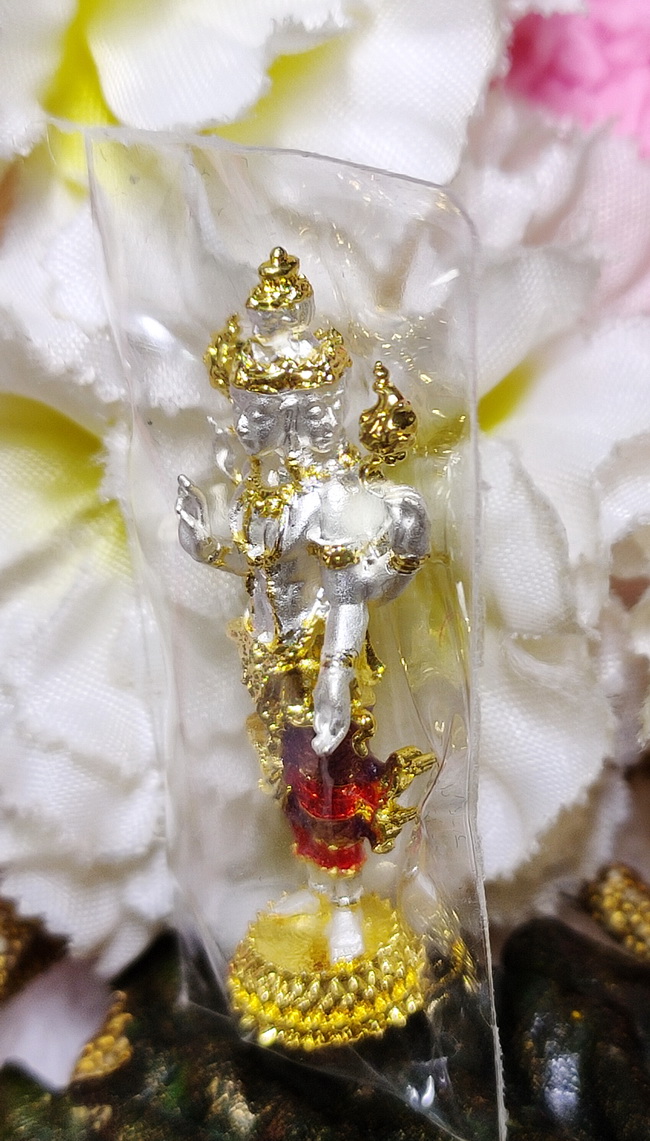 พระตรีมูรติ เนื้อสัมฤทธิ์ชุบเงินลงยาราชาวดี