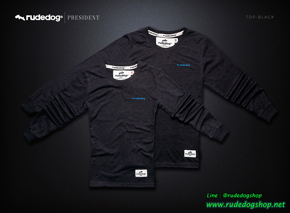 เสื้อยืดแขนยาวผู้หญิง Rudedog รุ่น President สีเทาดำ