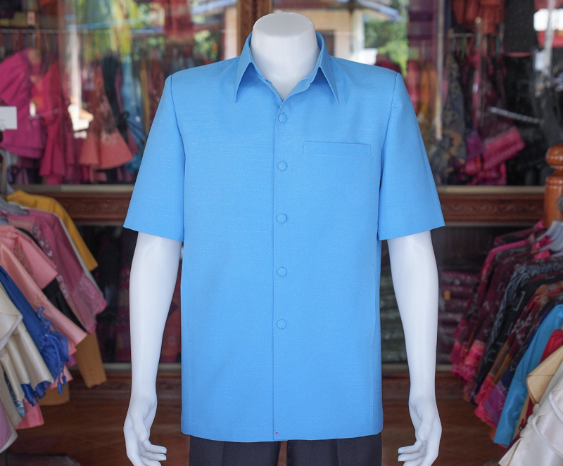 เสื้อผ้าฝ้ายแพรเงิน สีฟ้า ไซส์ 2XL
