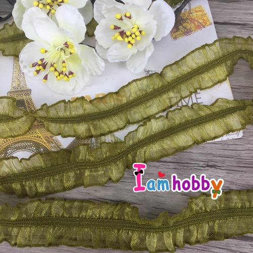 ระบายยืดสีเขียวขี้ม้า 2 cm.( 2 เมตร )