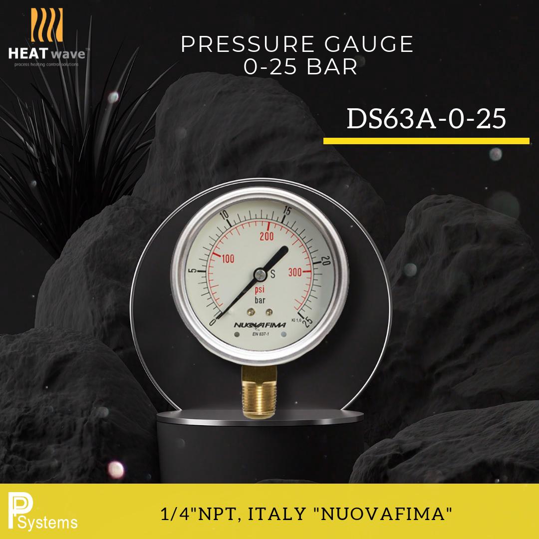 NUOVAFIMA Pressure Gauge 0-25 bar l เกจวัดแรงดันแก๊สช่วงแรงดันสูง