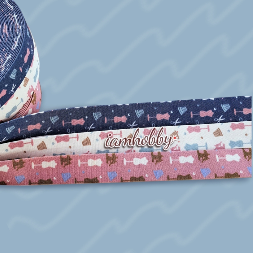ริบบิ้นผ้า เทปผ้าสไตล์ญี่ปุ่น ขนาด 25 มิล ลายsewing (1 หลา) เลือกสี