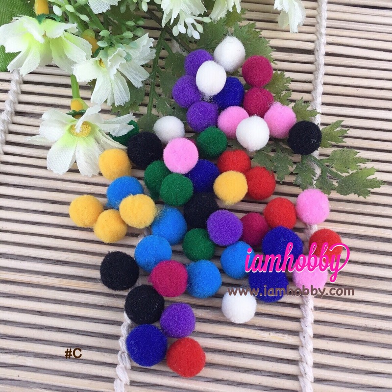 ปอมปอมสำหรับงานฝีมือ ขนาด 10 มิล (คละสีแพ็คละ 50 ชิ้น) เลือก Set