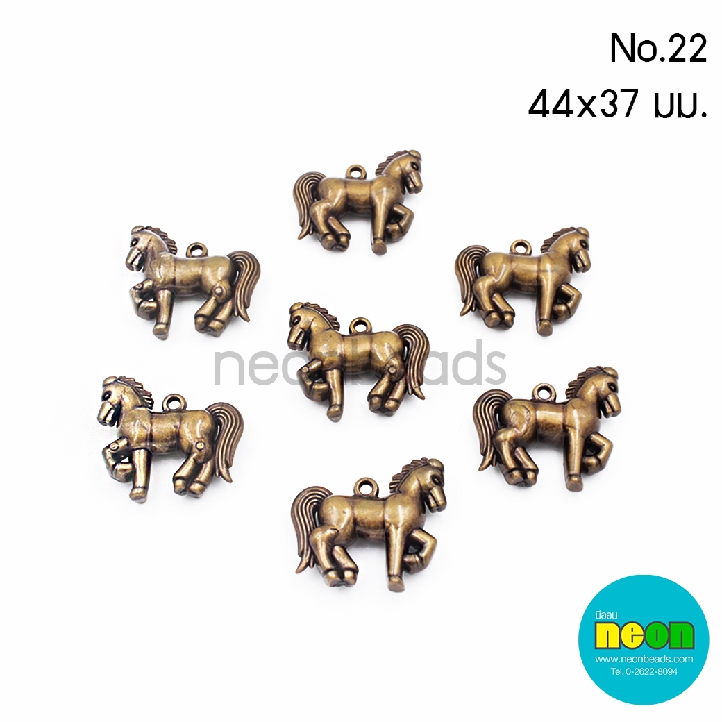 ลูกปัดอะคริลิกสีทองเหลืองNo.22.ม้า44*37mm.