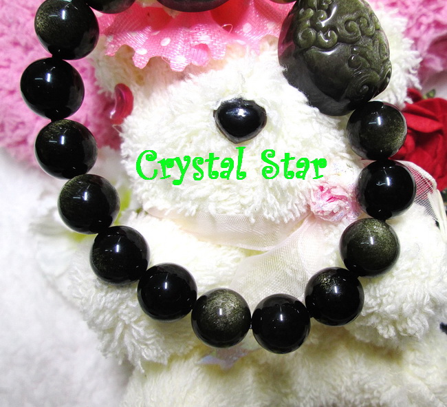 สร้อยข้อมือ golden Obsidian+ปี่เซี๊ยะ