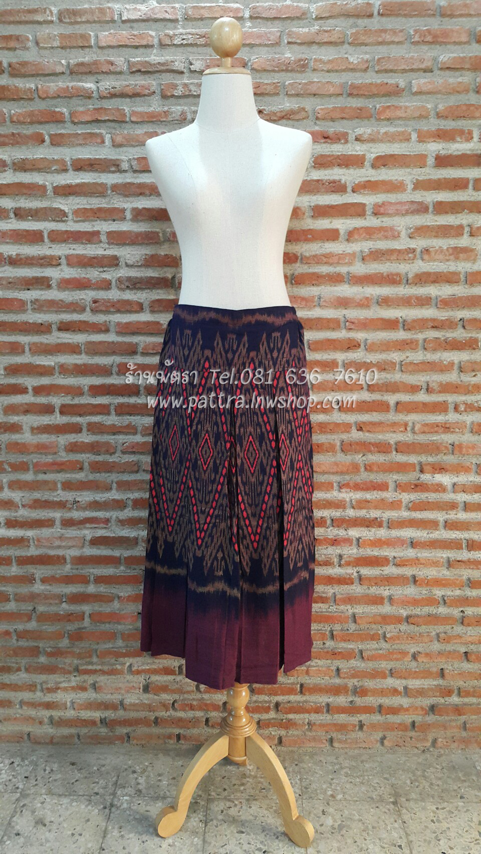 กระโปรงผ้าฝ้ายผ้าพื้นเมืองลายสวย