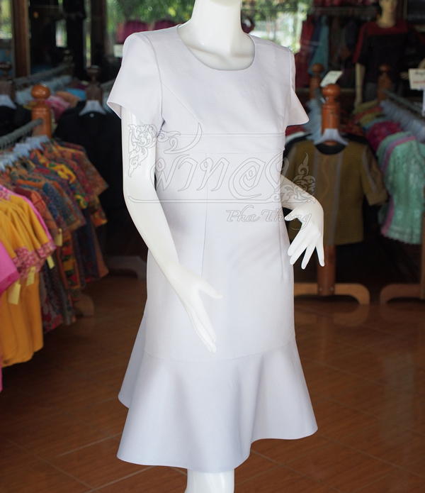 เดรสให้นมผ้าฝ้ายผสม สีเทา