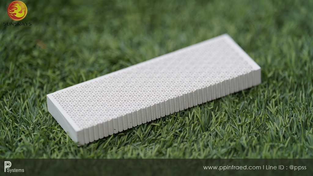 กระเบื้องหัวเตาอินฟาเรด แผ่นรังผึ้งหัวเตา HEATwave Cordierite Plaque (China) ขนาด 132x46x13