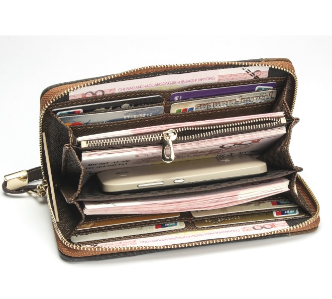 กระเป๋าสตางค์ผู้ชายใบยาวซิปรอบ ผ้าcanvas+หนัง