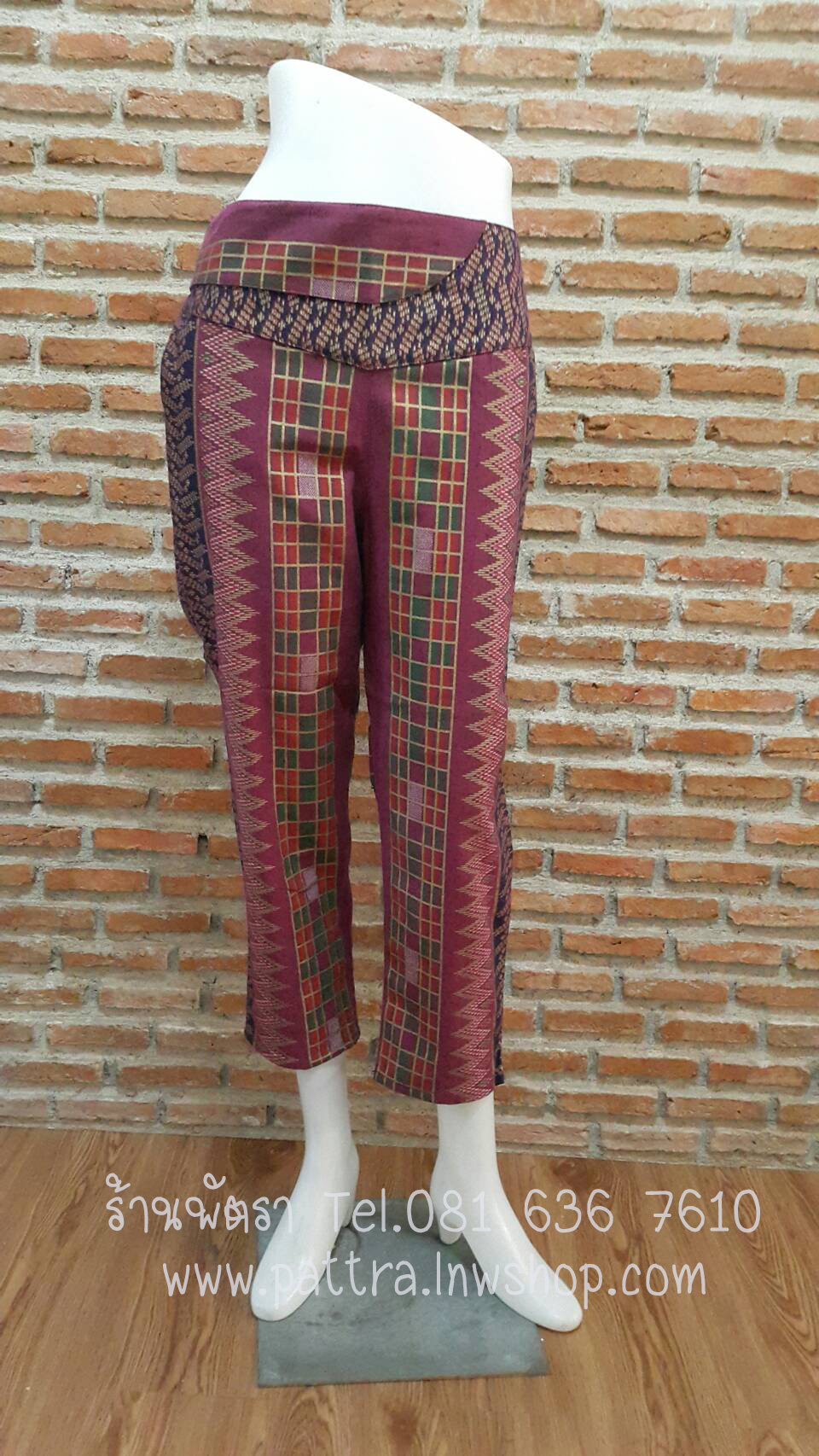 กางเกงผ้าฝ้ายผ้าพื้นเมือง5ส่วน