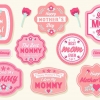 ฉลากแม่และเครื่องใช้ของเด็ก สไตล์การออกแบบดีไซน์แบบใช้สีสันที่สดุดตาสวยงาม ฉลากไว้ใช้แปะกับของขวัญวันแม่ // ตัวอย่างดีไซน์ สติ๊กเกอร์ฉลาก Chill Shop Package