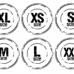 ฉลากเสื้อผ้าแฟชั่น สไตล์การออกแบบดีไซน์แบบเรียบๆแต่มีสไตล์ ฉลากไว้ใช้แปะกับคอปกเสื้อเพื่อให้บอกไซส์เสื้อที่ถูกต้อง // ตัวอย่างดีไซน์ สติ๊กเกอร์ฉลาก Chill Shop Package