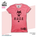 เสื้อยืดผู้หญิง Rudedog รุ่น SKULL สีชมพู