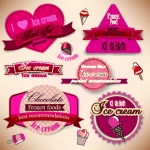 ฉลากอาหาร ของกิน สไตล์การออกแบบดีไซน์แบบใช้สีหวานๆ ฉลากไว้ใช้แปะกับแพคเกจไอศกรีม,ถ้วยไอศกรีม // ตัวอย่างดีไซน์ สติ๊กเกอร์ฉลาก Chill Shop Package