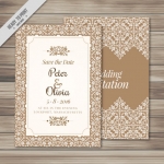 การ์ดแต่งงาน Wedding card สไตล์การออกแบบดีไซน์แบบใช้โทนสีน้ำตาลและตกแต่งลายกราฟิกสีขาวทำให้ผสมผสานเข้ากันได้เป็นอย่างลงตัว การ์ดงานแต่ง ไว้สำหรับ เรียนเชิญแขกผู้มีเกียรติเข้ามาร่วมงานแต่งงาน // ตัวอย่างดีไซน์ การ์ดแต่งงาน การ์ดเชิญ การ์ดสวยๆ
