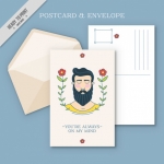 โปสการ์ด Postcard สไตล์การออกแบบดีไซน์ด้วยกราฟิกสไตล์วินเทจด้วยรูปหน้าคนอย่างสวยงามลงตัว โปสการ์ด ไว้สำหรับ ส่งบทความถึงคนสำคัญ // ตัวอย่างดีไซน์ โปสการ์ด Postcard พิมพ์โปสการ์ด โปสการ์ดสวยๆ Chill Shop Package