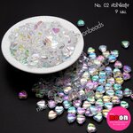 No.02หัวใจใสรุ้ง9มม.ขาวรุ้ง/250กรัม