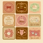 ฉลากแม่และเครื่องใช้ของเด็ก สไตล์การออกแบบดีไซน์แบบสไตล์วินเทจทำให้ดูทันสมัยมากขึ้น ฉลากไว้ใช้แปะกับของใช้,ของเล่นเด็ก // ตัวอย่างดีไซน์ สติ๊กเกอร์ฉลาก Chill Shop Package