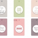 ป้ายสินค้า Hang Tag ป้ายกระดาษ สไตล์การออกแบบดีไซน์แบบใช้สีหวานๆดูสวยงามหรูหรา ป้ายสินค้าไว้สำหรับประชาสัมพันธ์แก่ลูกค้าเกี่ยวกับสินค้าลดราคาเพื่อเป็นการเชิญชวนให้ลูกค้าสนใจสินค้ามากขึ้น // ตัวอย่างดีไซน์ ป้ายสินค้า Hang Tag ป้ายกระดาษ