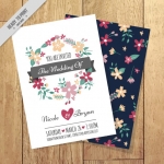 การ์ดแต่งงาน Wedding card สไตล์การออกแบบดีไซน์แบบวินเทจโดยใช้โทนสีน้ำเงินและตกแต่งด้วยดอกไม้หลากสีเพิ่มความคลาสิก การ์ดงานแต่ง ไว้สำหรับ เรียนเชิญแขกผู้มีเกียรติเข้ามาร่วมงานแต่งงาน // ตัวอย่างดีไซน์ การ์ดแต่งงาน การ์ดเชิญ การ์ดสวยๆ