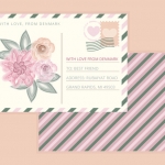 โปสการ์ด Postcard สไตล์การออกแบบดีไซน์ด้วยดอกไม้สีหวานๆและตกแต่งด้วยการไล่ระดับสีอย่างลงตัว โปสการ์ด ไว้สำหรับ ส่งบทความถึงคนสำคัญ // ตัวอย่างดีไซน์ โปสการ์ด Postcard พิมพ์โปสการ์ด โปสการ์ดสวยๆ Chill Shop Package