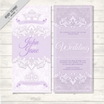 การ์ดแต่งงาน Wedding card สไตล์การออกแบบดีไซน์โดยใช้สีม่วงอ่อนๆตกแต่งลายด้วยสีขาวและจัดวางตัวอักษรได้อย่างสวยงาม การ์ดงานแต่ง ไว้สำหรับ เรียนเชิญแขกผู้มีเกียรติเข้ามาร่วมงานแต่งงาน // ตัวอย่างดีไซน์ การ์ดแต่งงาน การ์ดเชิญ การ์ดสวยๆ