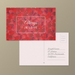 โปสการ์ด Postcard สไตล์การออกแบบดีไซน์แบบหรูหราด้วยโทนสีแดงทำให้โปสการ์ดดูหรูหรามีราคา โปสการ์ด ไว้สำหรับ ส่งบทความถึงคนสำคัญ // ตัวอย่างดีไซน์ โปสการ์ด Postcard พิมพ์โปสการ์ด โปสการ์ดสวยๆ Chill Shop Package