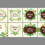 ฉลากกิจกรรมต่างๆและโปรโมชั่น สไตล์การออกแบบดีไซน์แบบใช้ดอกไม้ตกแต่งทำให้ดูน่าสนใจมากชึ้น ฉลากไว้ใช้แปะกับการ์ดงานแต่งงาน // ตัวอย่างดีไซน์ สติ๊กเกอร์ฉลาก Chill Shop Package