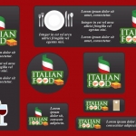 ฉลากสำหรับธุรกิจคุณ สไตล์การออกแบบดีไซน์โดยการใช้สีสันที่สดุดตาสวยงาม ฉลากไว้ใช้กับแพคเกจเกี่ยวกับธุรกิจร้านอาหารอิตาเลี่ยน,ร้านอาหารต่างๆ // ตัวอย่างดีไซน์ สติ๊กเกอร์ฉลาก Chill Shop Package