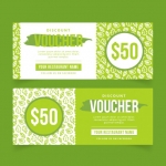 คูปองสินค้า การส่งเสริมการขาย การลดราคา สไตล์การออกแบบดีไซน์แบบใช้สีสันที่สวยงามสดุดตา คูปองไว้ใช้เกี่ยวกับธุรกิจร้านอาหารเป็นการลดราคาในการมาใช้บริการครั้งถัดไป // ตัวอย่างดีไซน์ คูปองสินค้า Chill Shop Package