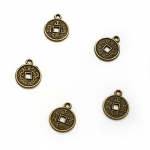 No.50จี้รูปอักษรจีน สีทองเหลือง16mm.