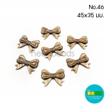 ลูกปัดอะคริลิกสีทองเหลืองNo.46.โบว์รูทะลุ45*35mm.