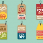 ป้ายสินค้า Hang Tag ป้ายกระดาษ สไตล์การออกแบบดีไซน์แบบใช้สีสันสวยงาม ป้ายสินค้าไว้สำหรับประชาสัมพันธ์แก่ลูกค้าในการจำหน่ายสินค้าลดราคา // ตัวอย่างดีไซน์ ป้ายสินค้า Hang Tag ป้ายกระดาษ