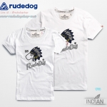 เสื้อยืดแขนสั้นผู้หญิง rudedog รุ่น INDIAN ( อินเดียน ) สีขาว