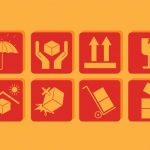 ฉลากป้ายติดพัสดุไปรษณีย์ สไตล์การออกแบบดีไซน์แบบเรียบๆแต่มีสไตล์ ฉลากไว้ใช้แปะกับกล่องพัสดุสำหรับพัสดุที่ต้องมีความระวังในการขนส่ง // ตัวอย่างดีไซน์ สติ๊กเกอร์ฉลาก Chill Shop Package