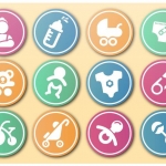 ฉลากแม่และเครื่องใช้เด็ก สไตล์การออกแบบดีไซน์โดยการใช้สีสันที่ดูโดดเด่นสำหรับเด็ก ฉลากไว้ใช้แปะกับของเล่นเด็ก,ของใช้สำหรับเด็ก // ตัวอย่างดีไซน์ สติ๊กเกอร์ฉลาก Chill Shop Package