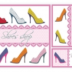 ฉลากเสื้อผ้าแฟชั่น สไตล์การออกแบบดีไซน์แบบใช้สีสันที่ดูหรูหรา ฉลากไว้ใช้แปะกับกระจกร้านรองเท้าเพื่อการตกแต่ง // ตัวอย่างดีไซน์ สติ๊กเกอร์ฉลาก Chill Shop Package