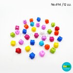 c029ลูกปัดอะคริลิกคละสีNo.494สีขุ่นสดลูกเต๋า12มม.